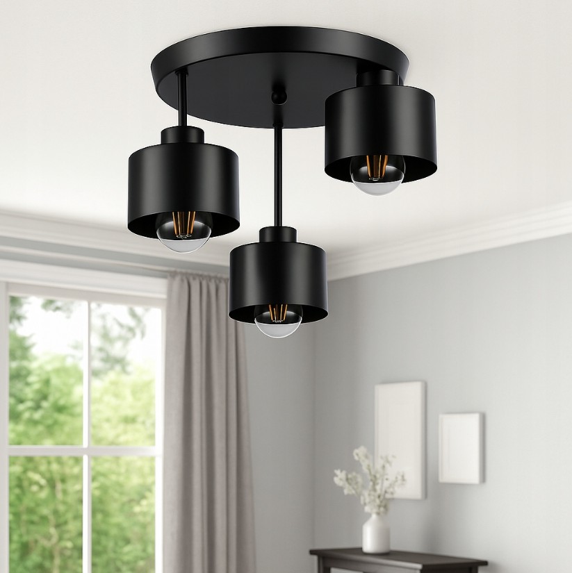 Elza lampa sufitowa 3xE27 czarna