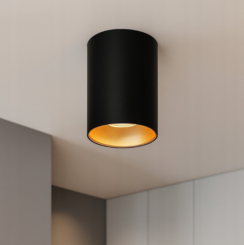 Gold lampa sufitowa tuba 1xGU10 czarna/złota