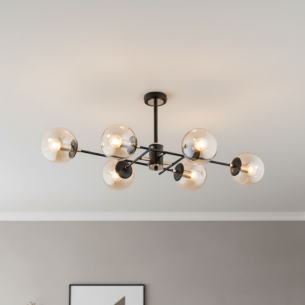 Tanos lampa wisząca 6-punktowa czarna/złota 62179